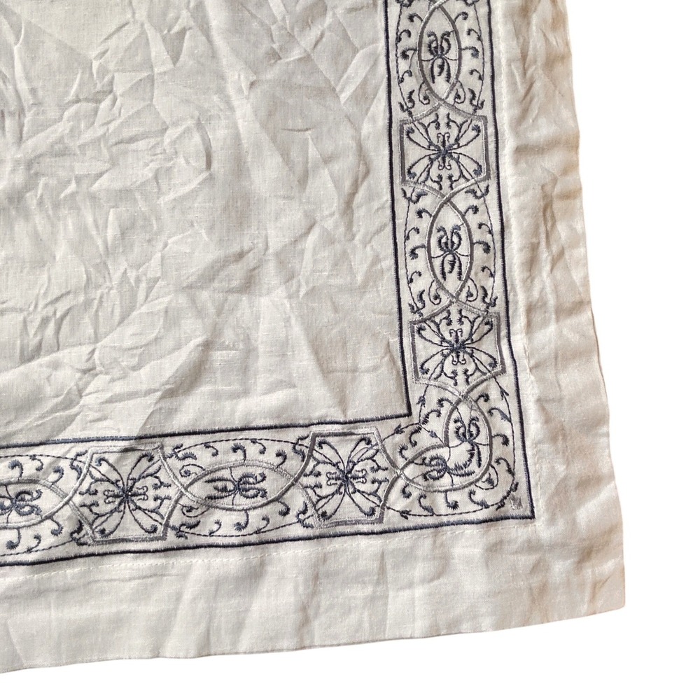 Laura Ashley pillowcase 27x27 White Embroidered Linen Blend Filigree